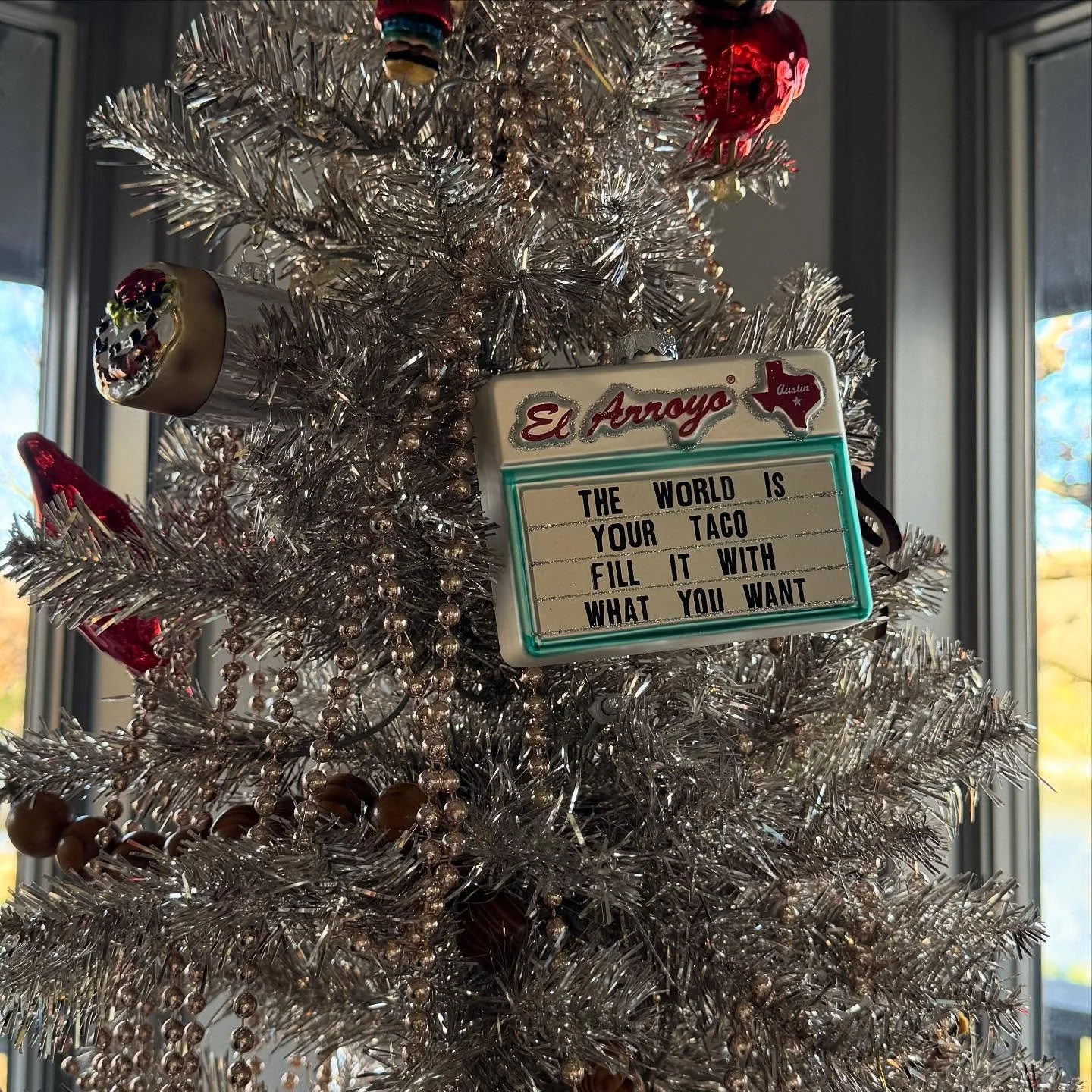 Setting out the taco burrito cardinal taco truck tree a lil early this year. #nachochristmas #stadium #nachos #tacos #merrychristmas