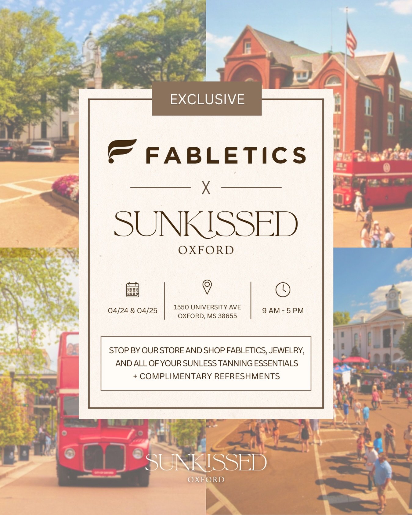 Stop by Friday &amp; Saturday (rain or shine!) to shop our new retail space + the Fabletics pop-up!
Enjoy complimentary refreshments while you browse in the shade! ✨ 
+ Free gifts with purchase while supplies last!
🩷💌🫧🌷