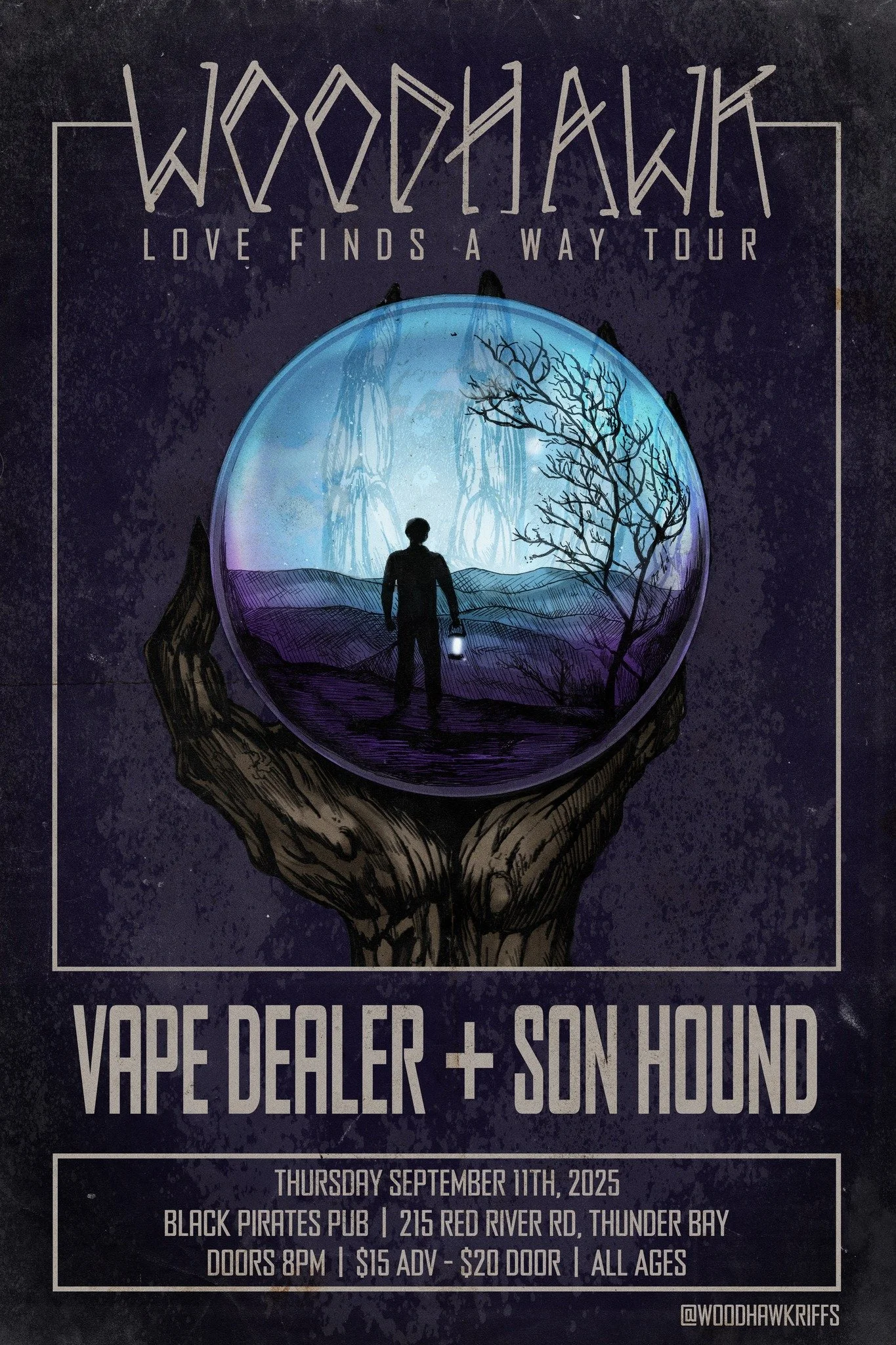 Woodhawk 'Love Finds a Way Tour' at Black Pirates Pub w/ Vape Dealer, Son Hound