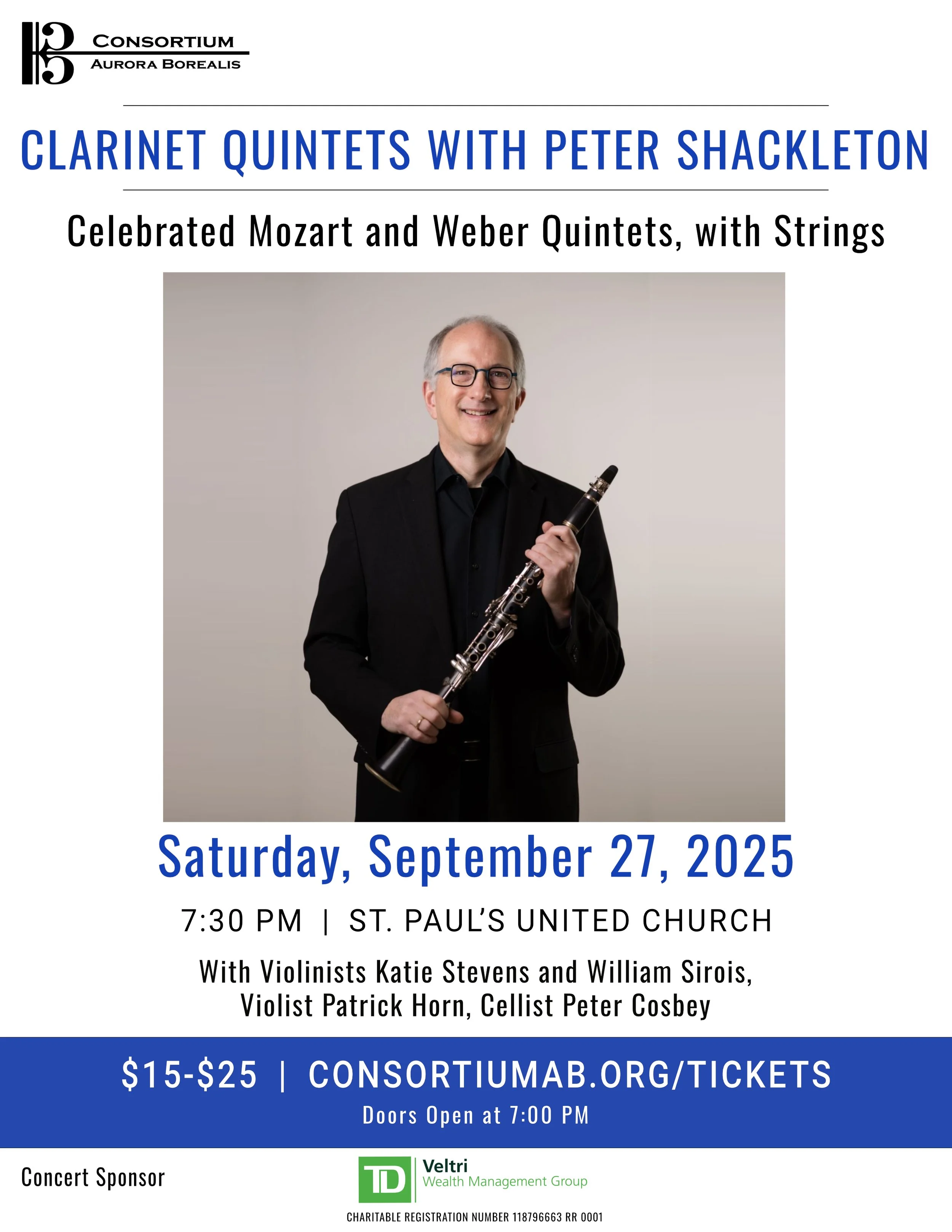 Consortium Aurora Borealis Concert - Clarinet Quintets with Peter Shackleton