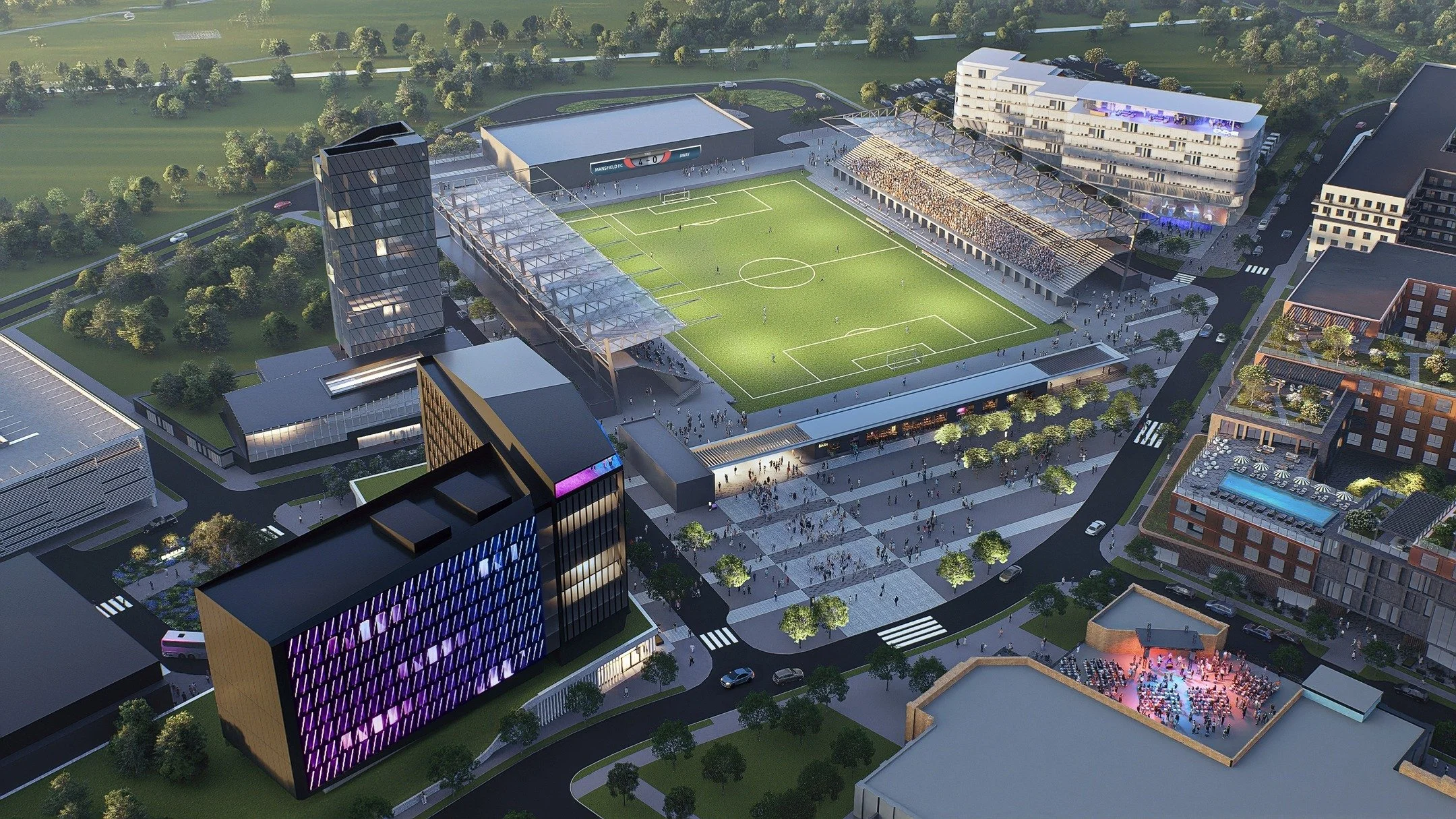 The future of sports and entertainment in Mansfield 🏟️⚽A world-class stadium surrounded by dining, hotels, live music, and more. The ultimate destination for fans, families, and the community.
