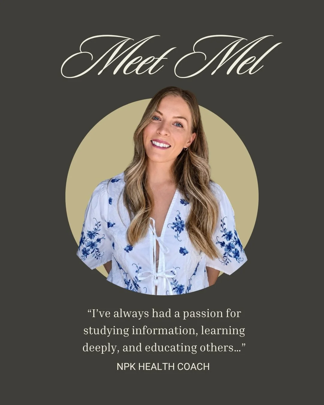 We are so excited to officially welcome Mel to NPK Health 🤍

Mel will be working directly beside me as our new Health Coach, helping support clients through every phase of their healing journey with accountability, education, lifestyle guidance, and