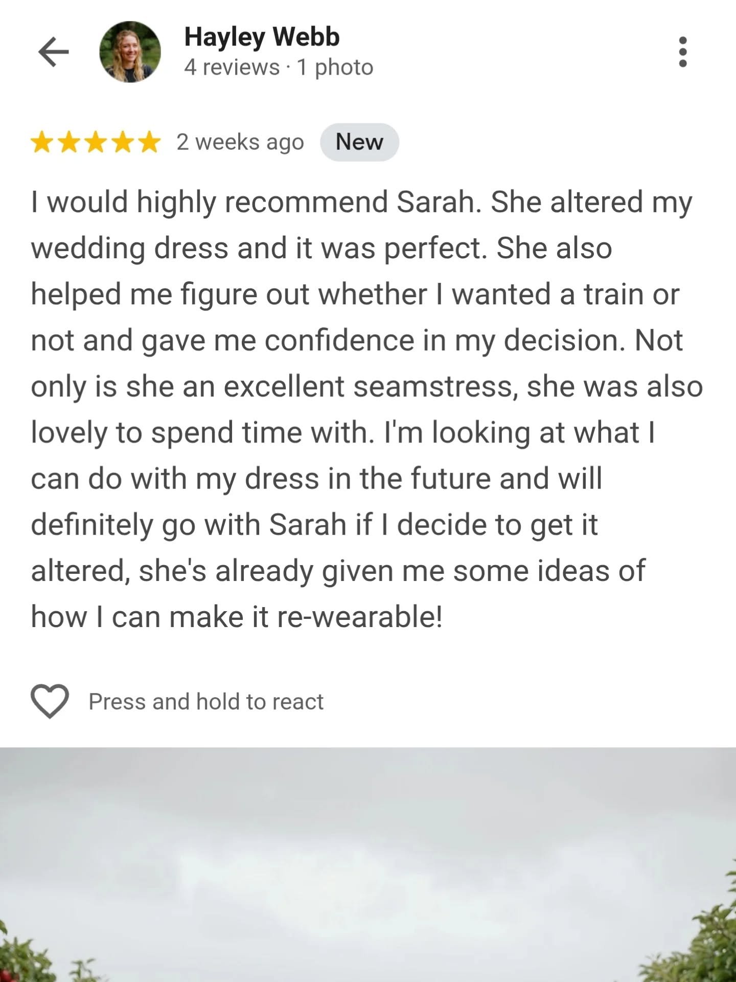 Congratulations Hayley on your special day 💐

Like many dresses here I take that look and ask what you may do with your gown afterwards. Some could be simply sold on, but hunt to find someone same size and same wants plus price in return, so I sugge