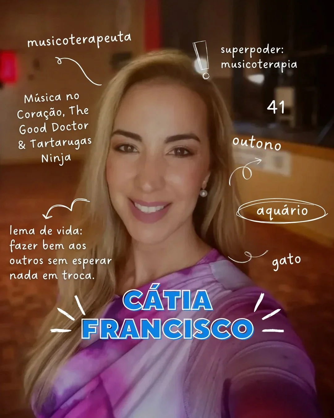 🫶 Meet the Team: C&aacute;tia Francisco

A C&aacute;tia &eacute; a prova viva de que a m&uacute;sica cura &mdash; e, se duvidarem, ela trata disso com um sorriso, um instrumento&hellip; e um gato por perto.
Aquariana, f&atilde; de M&uacute;sica no C