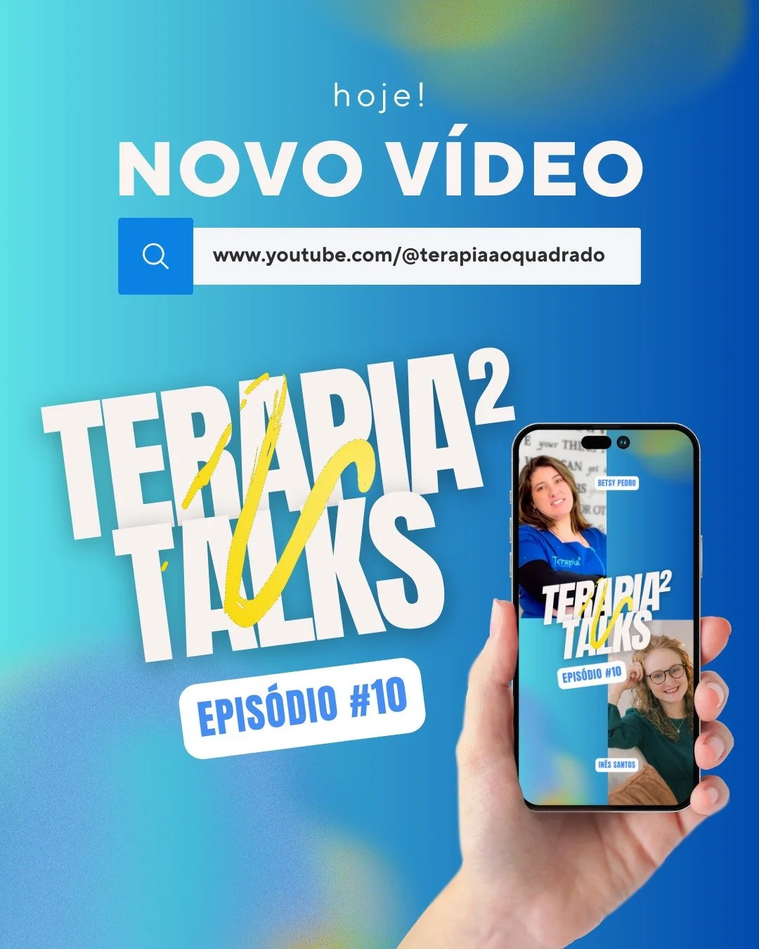 🎬 &Eacute; HOJE!

Faltam apenas 60 minutos para a estreia do 10.&ordm; epis&oacute;dio do Terapia&sup2;Talks &ndash; Conversas Que Cuidam.

Neste epis&oacute;dio, abrimos espa&ccedil;o para uma conversa leve, necess&aacute;ria e pouco falada com a T