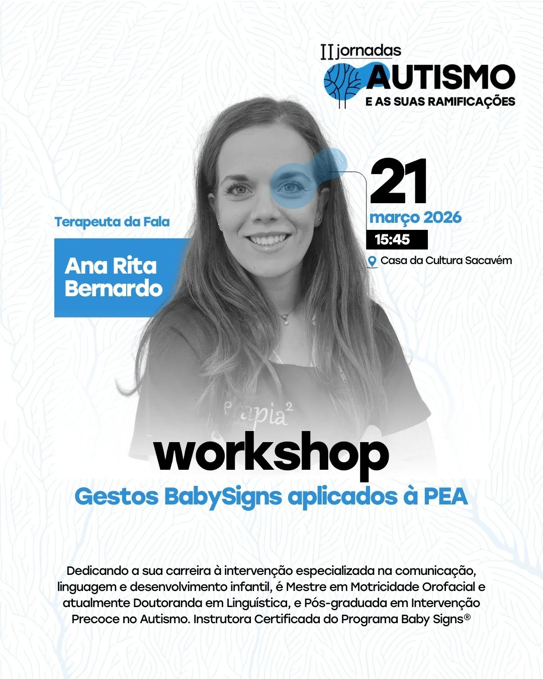 Quando as palavras ainda n&atilde;o chegam, os gestos podem ser a ponte que muda tudo. 👐

Nas nossas II Jornadas, a nossa Terapeuta da Fala, Ana Rita Bernardo, traz-nos um workshop essencial: "Gestos BabySigns aplicados &agrave; PEA".

Sab