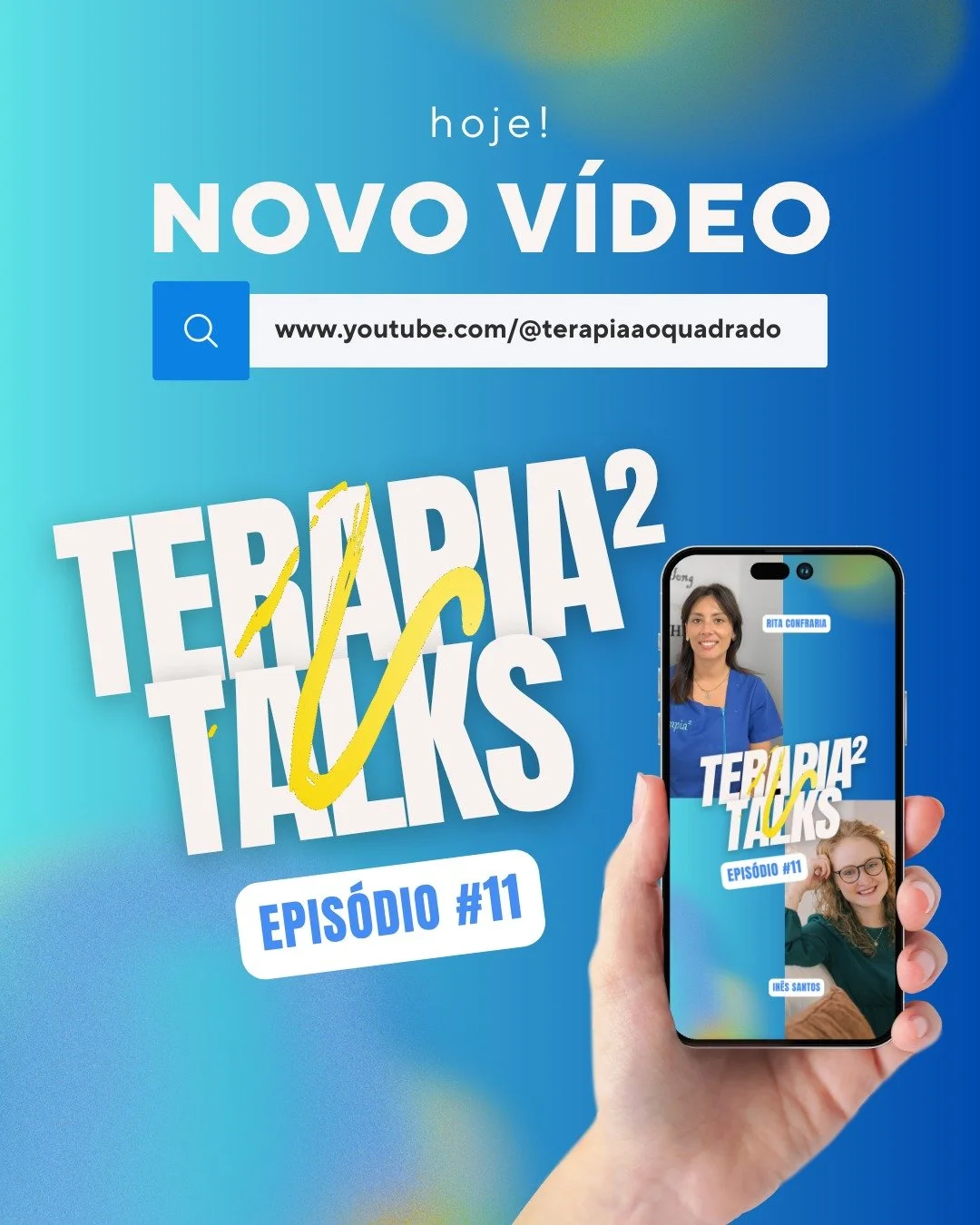 🎬 &Eacute; HOJE!

Faltam apenas 60 minutos para a estreia do 11.&ordm; epis&oacute;dio do Terapia&sup2;Talks &ndash; Conversas Que Cuidam.

Neste epis&oacute;dio, trazemos para a mesa um tema "sens&iacute;vel" e muito atual com a Terapeuta