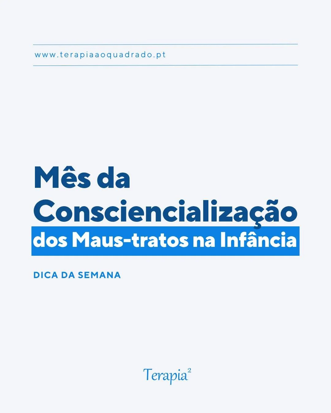 Est&aacute;s atento aos sinais? 💙

Abril &eacute; o m&ecirc;s da consciencializa&ccedil;&atilde;o da preven&ccedil;&atilde;o dos maus-tratos na inf&acirc;ncia. Muitas vezes, a dor &eacute; silenciosa e a crian&ccedil;a n&atilde;o consegue dizer o qu