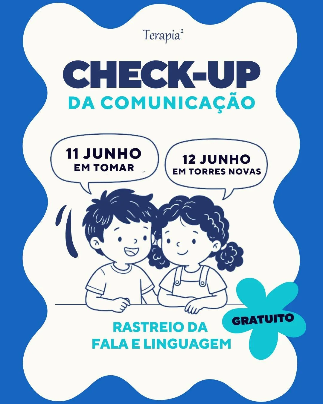 J&aacute; alguma vez te perguntaste se a comunica&ccedil;&atilde;o do teu filho est&aacute; a desenvolver-se bem para a idade? 💭

No dia 11 de junho em Tomar e 12 de junho em Torres Novas, realizamos o Check-up da Comunica&ccedil;&atilde;o.
Um rastr