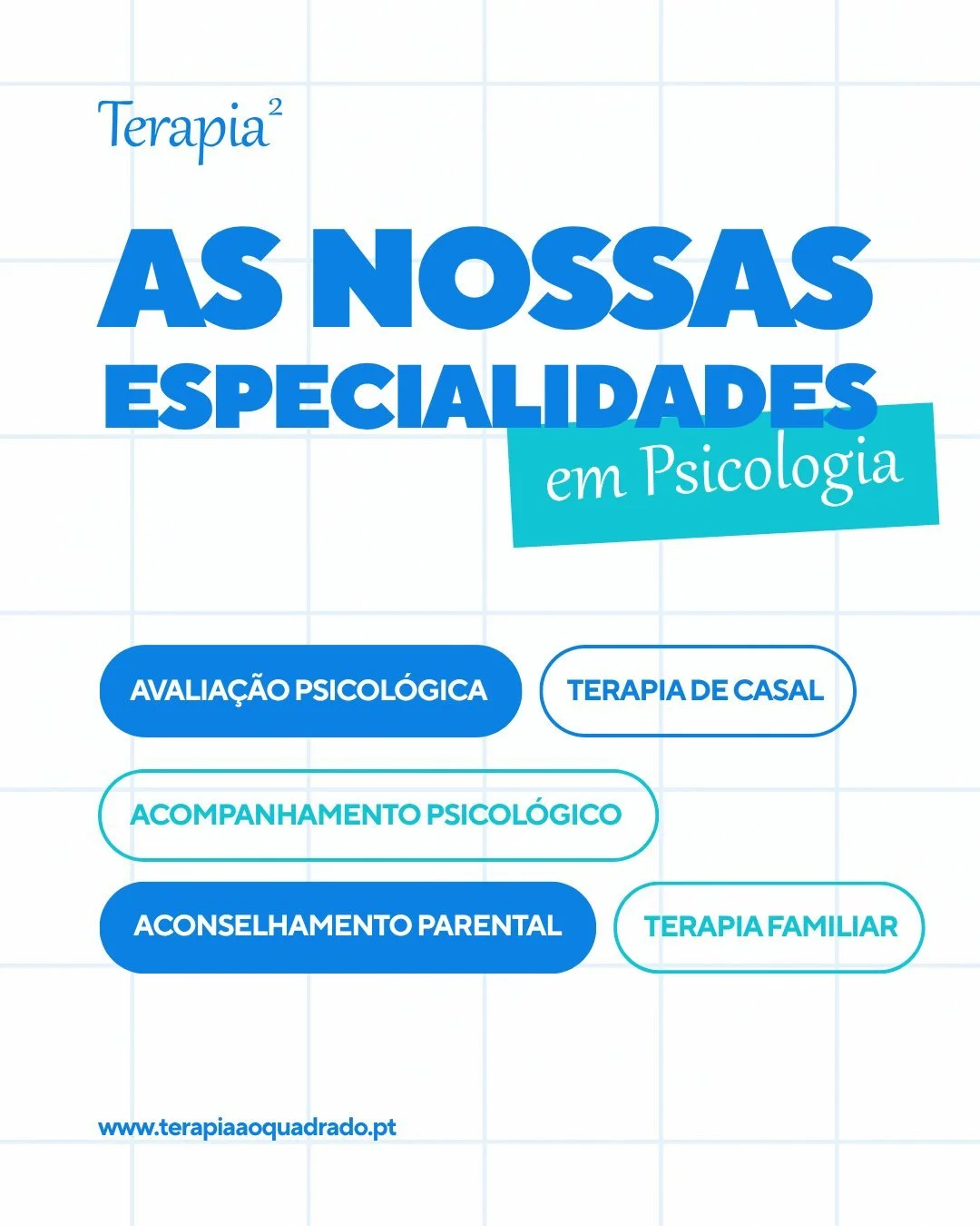 Cuidar da sa&uacute;de mental &eacute; cuidar de quem somos e das rela&ccedil;&otilde;es que nos rodeiam. 💙
Na Terapia ao Quadrado, a Psicologia acompanha pessoas e fam&iacute;lias com um olhar atento, humano e sem pressas.

Desliza para conhecer as