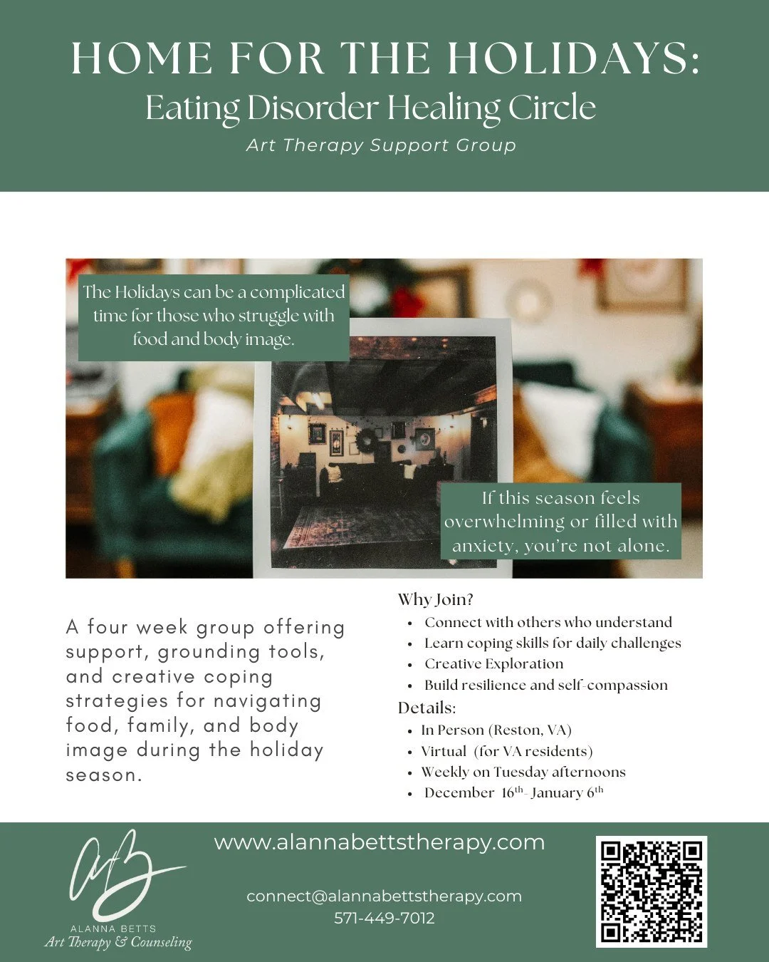 The holidays are complicated.
Food becomes the center of everything.
Family dynamics shift.
Old narratives show up.
And your relationship with your body might feel more distorted than ever.

If you're craving a connection this season, I&rsquo;d love 