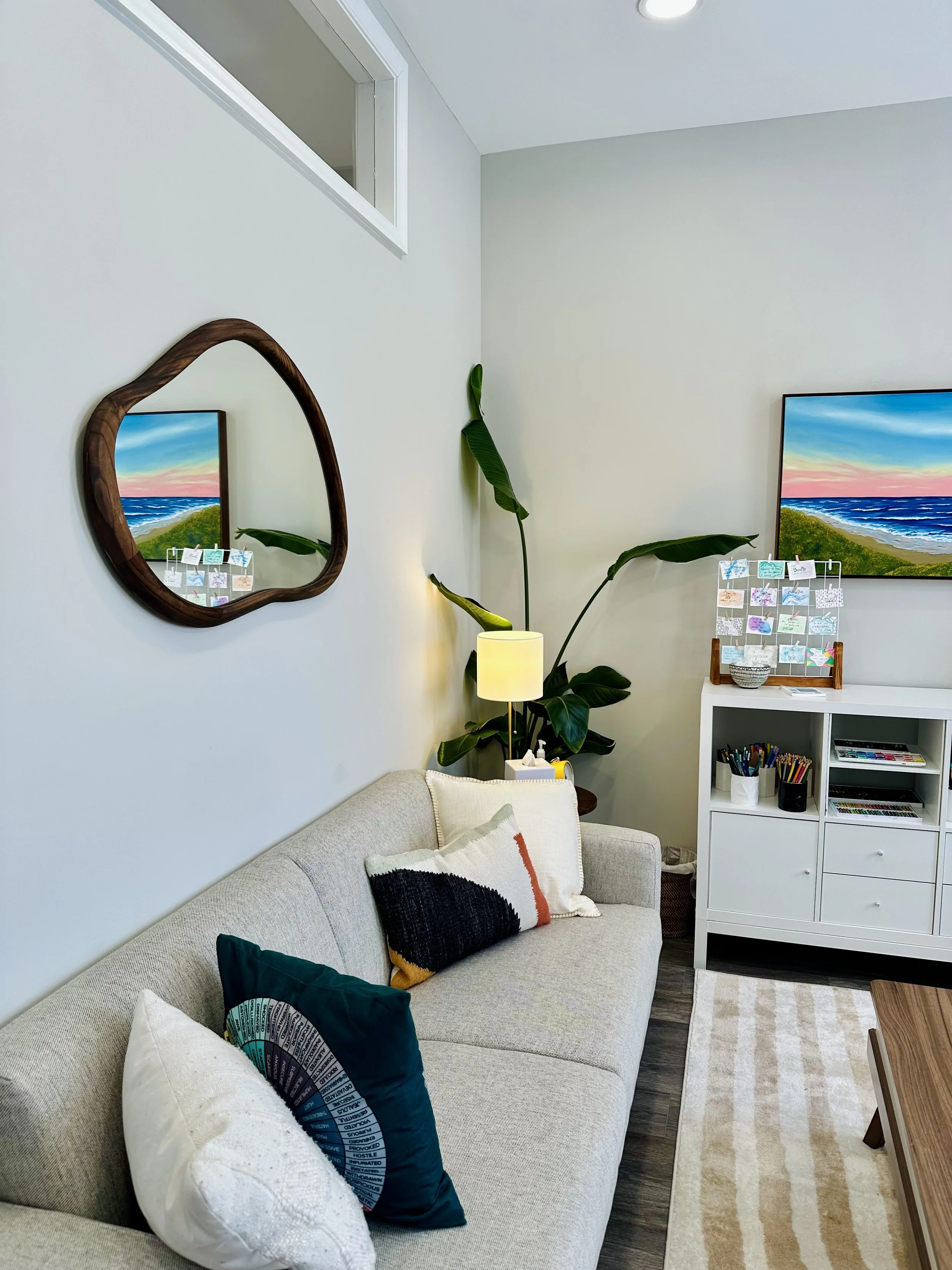 Couch at Alanna Betts Art Therapy and Counseling 