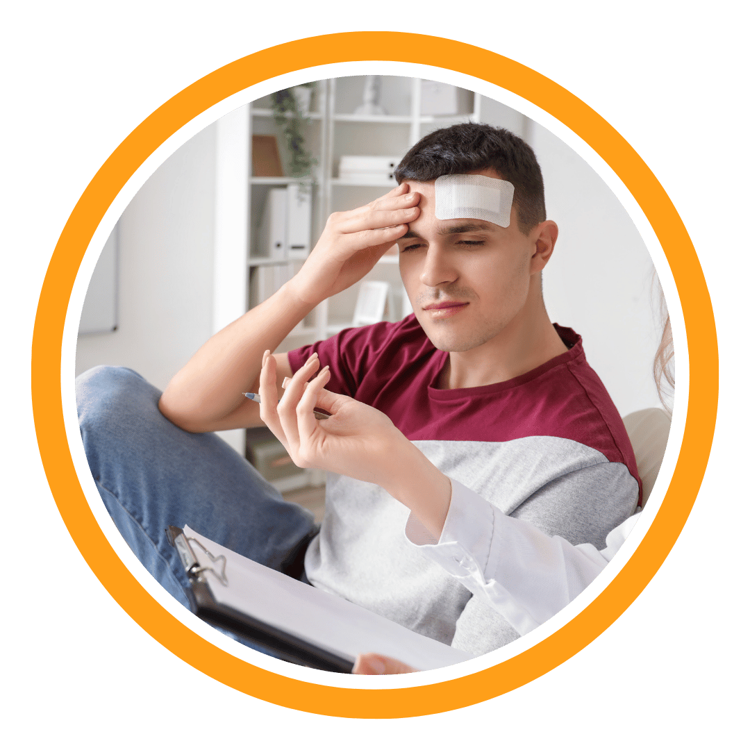 Man feeling his concussion