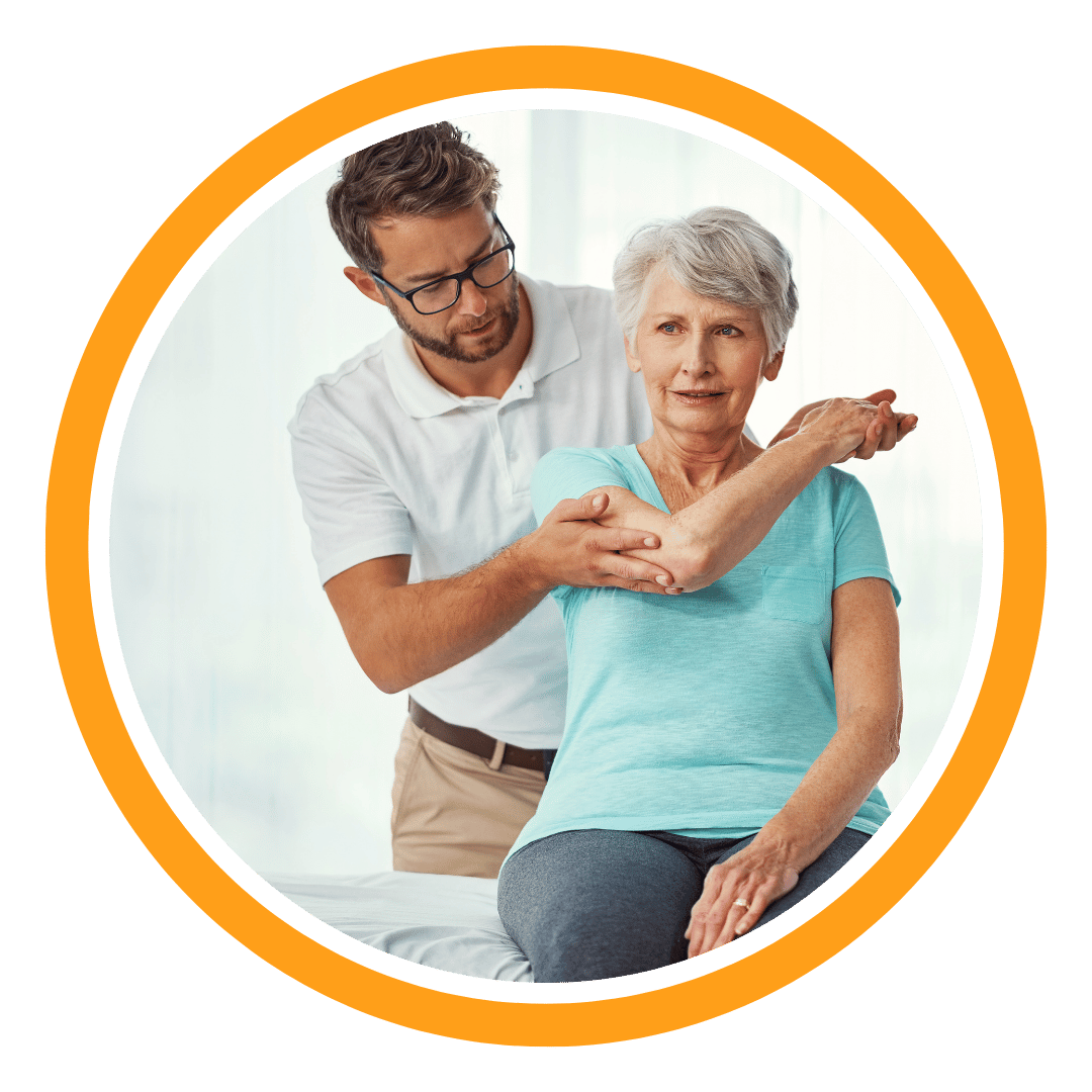 Elderly woman getting help with motion