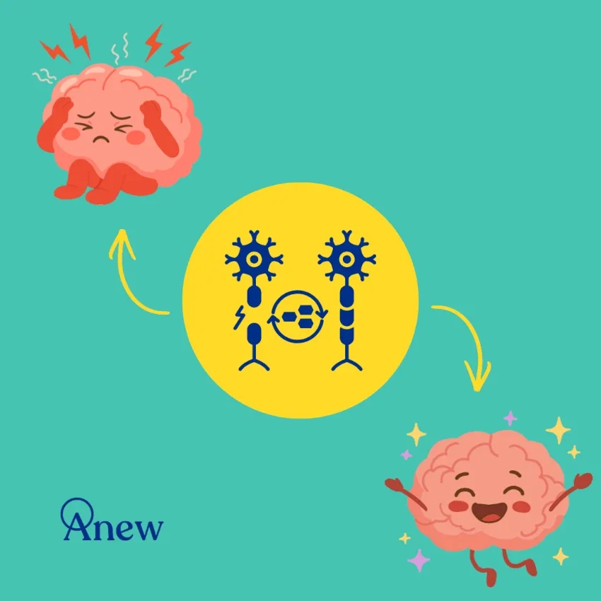 brain in pain before axon repair vs happy brain after repair