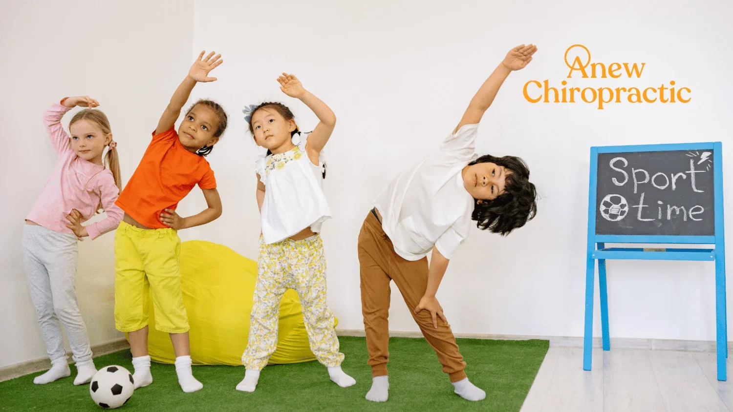 Kids stretching as part of their sport class