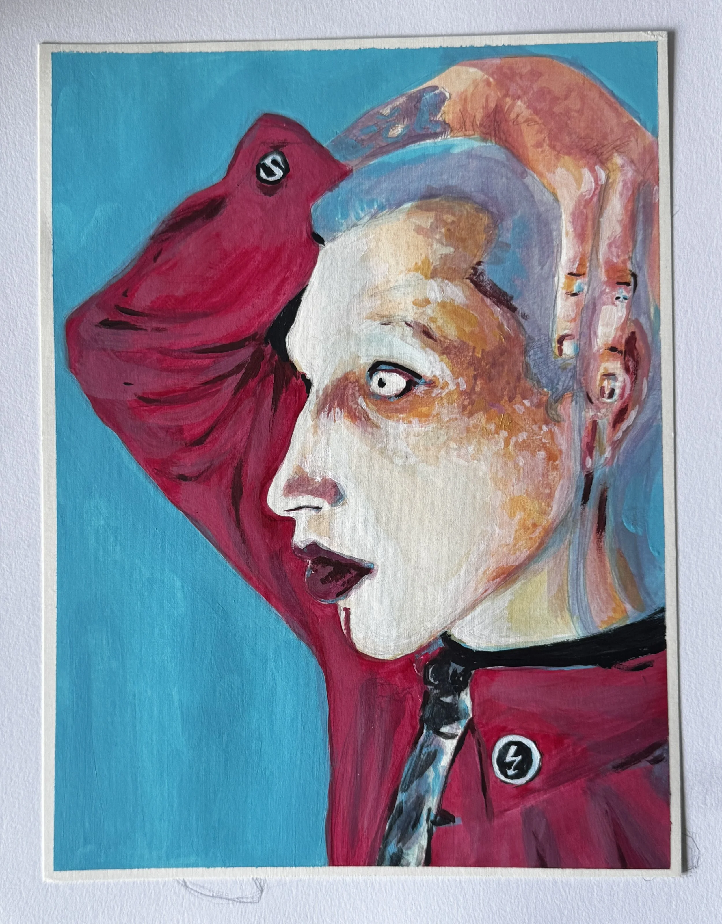 ORIGINAL Marilyn Manson Red Shirt Painting 9x12