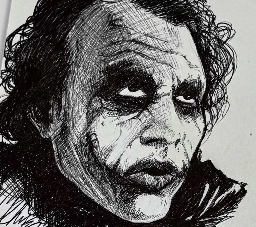 Original Ballpoint Pen Joker Sketch "alive"
