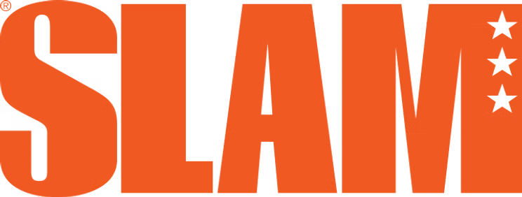 The word 'SLAM' in large red letters with three black stars on the right side.