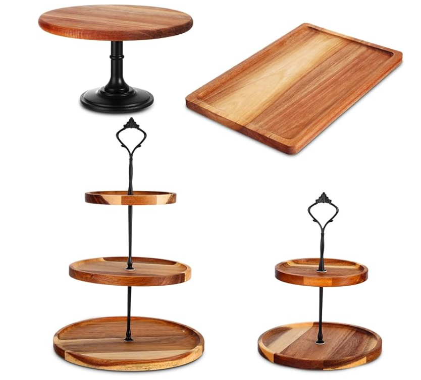 Wooden Cake Stand Set of 4 set is $25.00
or $6.00 each