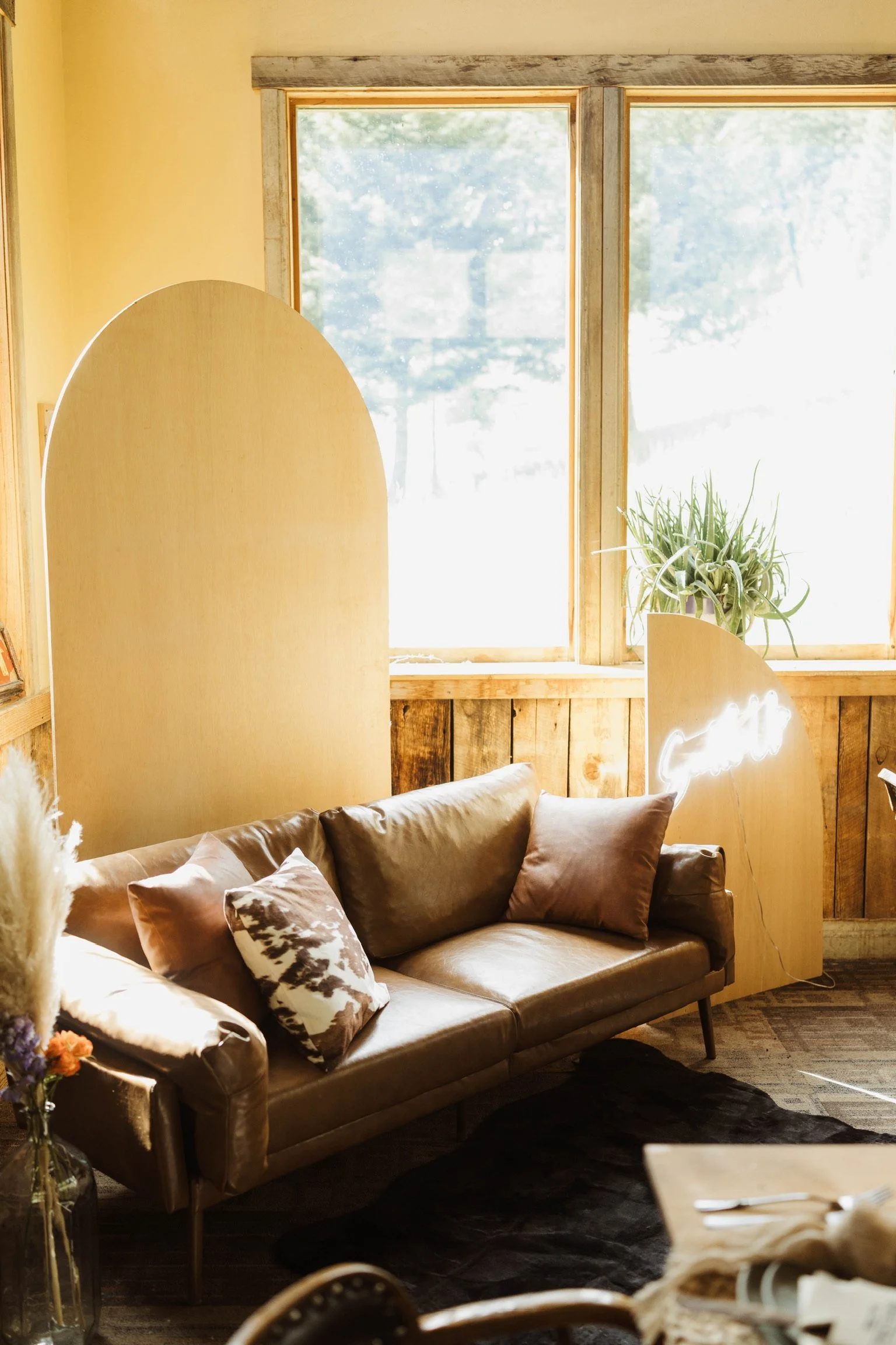 Brown Faux Leather Couch $100