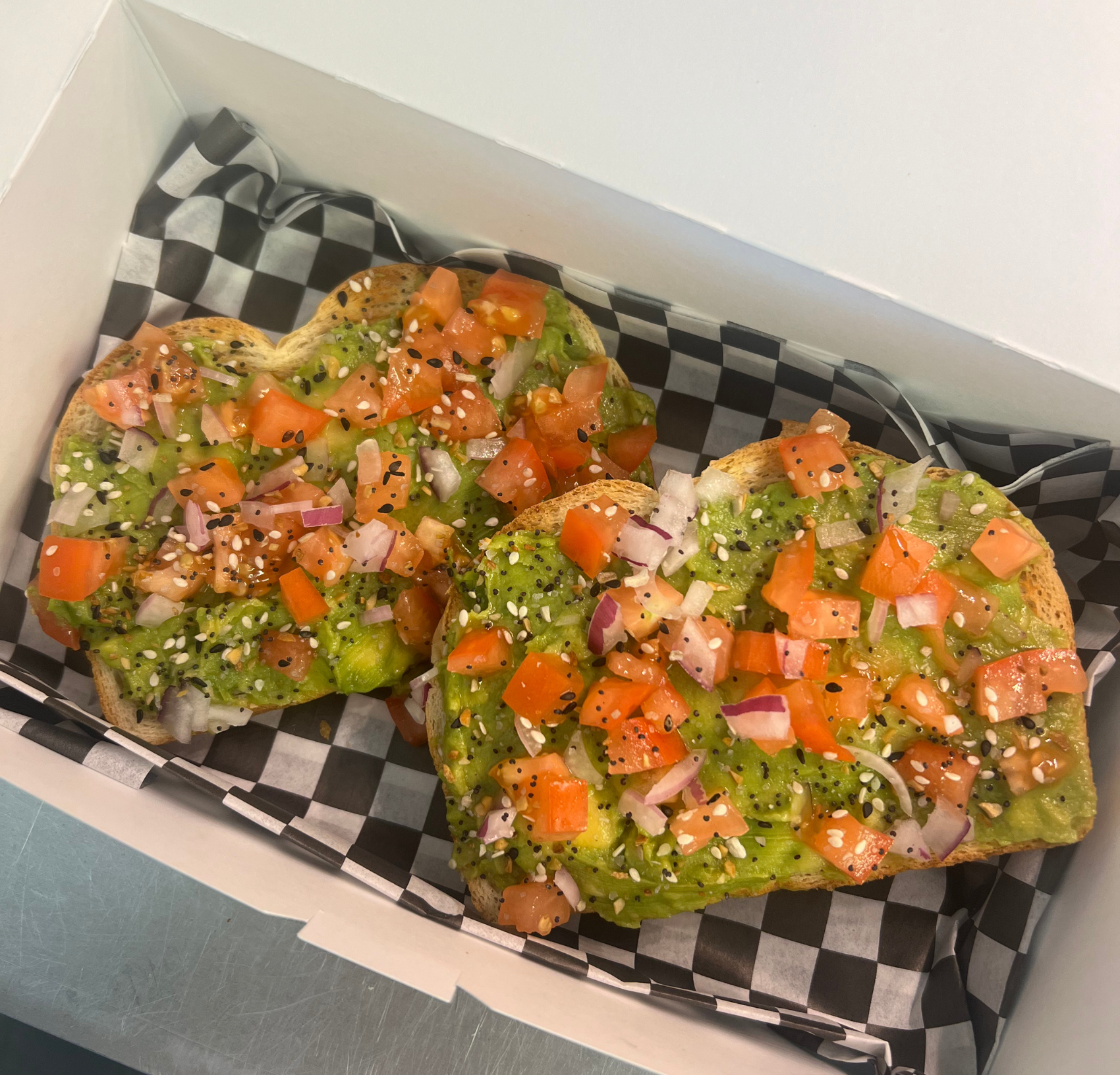 Avocado toast freshly made at the Duck Blind Drive-Thru