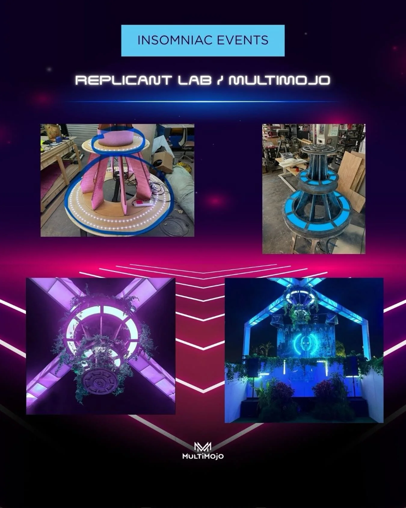 MultiMojo x Replicant Lab come together to build a fully custom chandelier for Dreamstate USA ✨

Our team handled the LED integration, built on 5v Meanwell power supplies, Environmental Lights pixel controllers 5v RGB pixels, giving the lighting prog