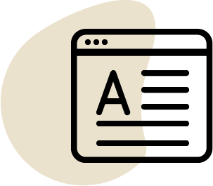 Icon of a web browser window with a large letter A inside, representing a webpage or article.
