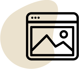 Icon of a web browser window with a mountain and sun image