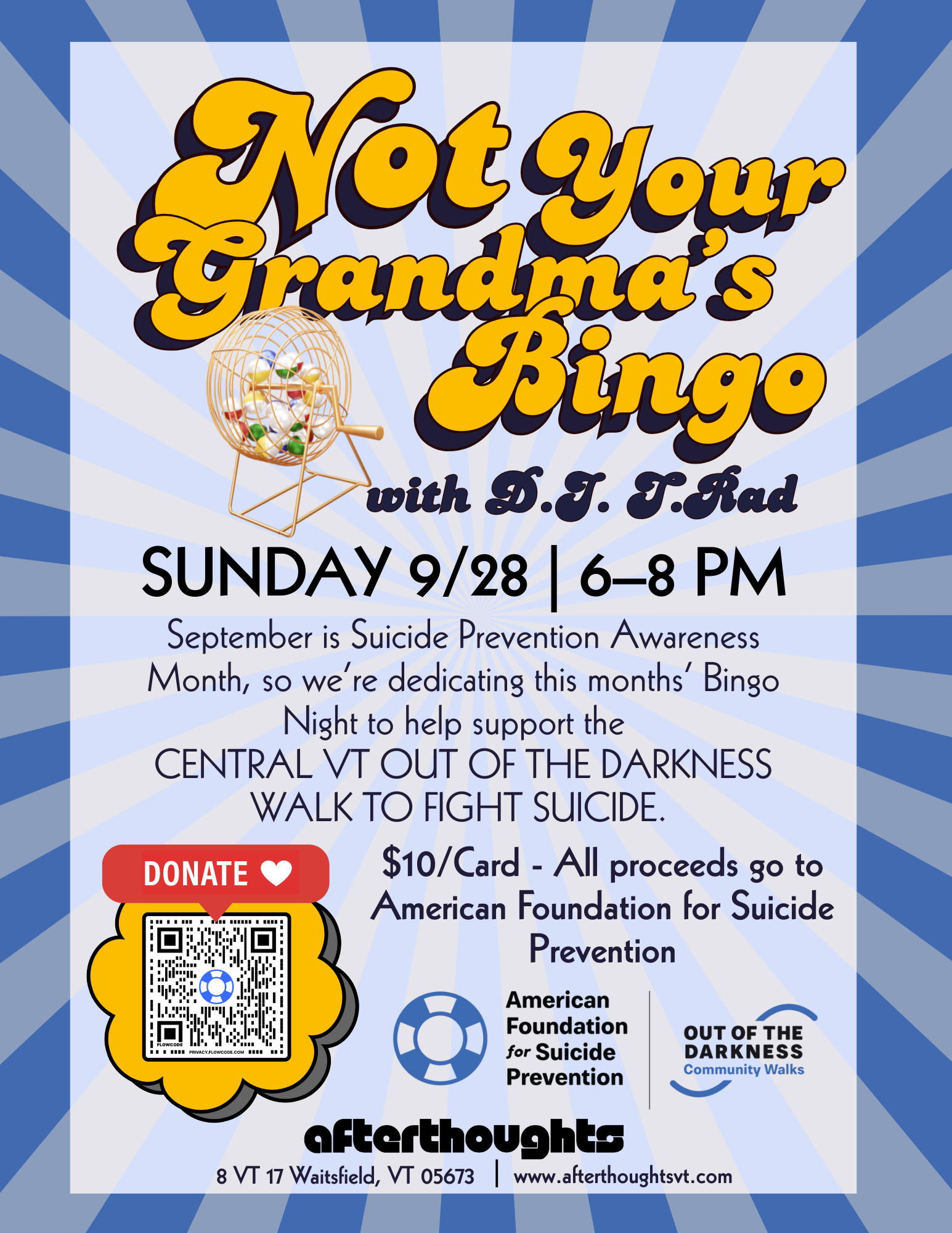 BINGO NIGHT: BENEFIT FOR CENTRAL VT WALK TO FIGHT SUICIDE