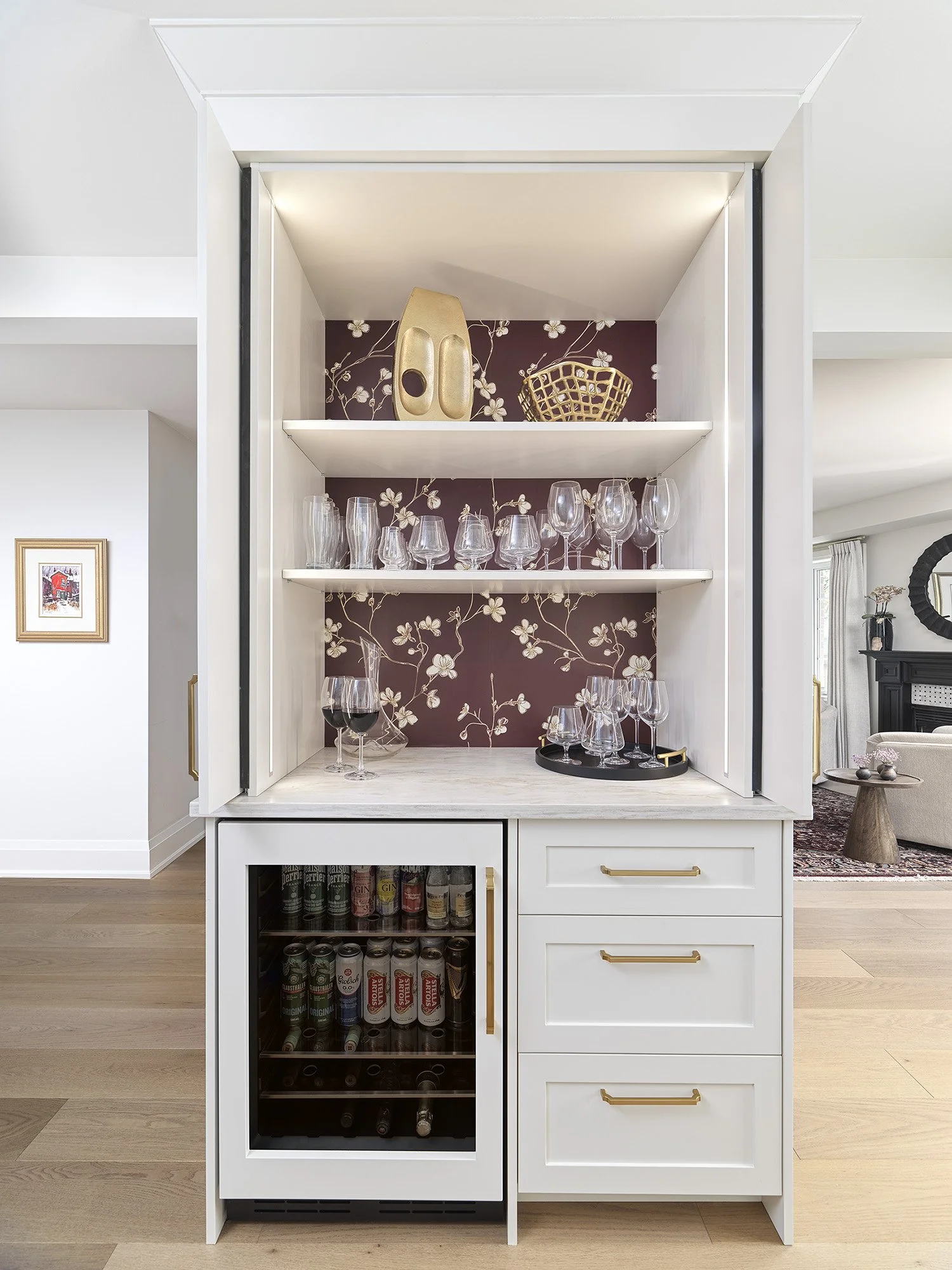 River Oaks Kitchen Reno - Coffee / Wine Bar with pocket doors