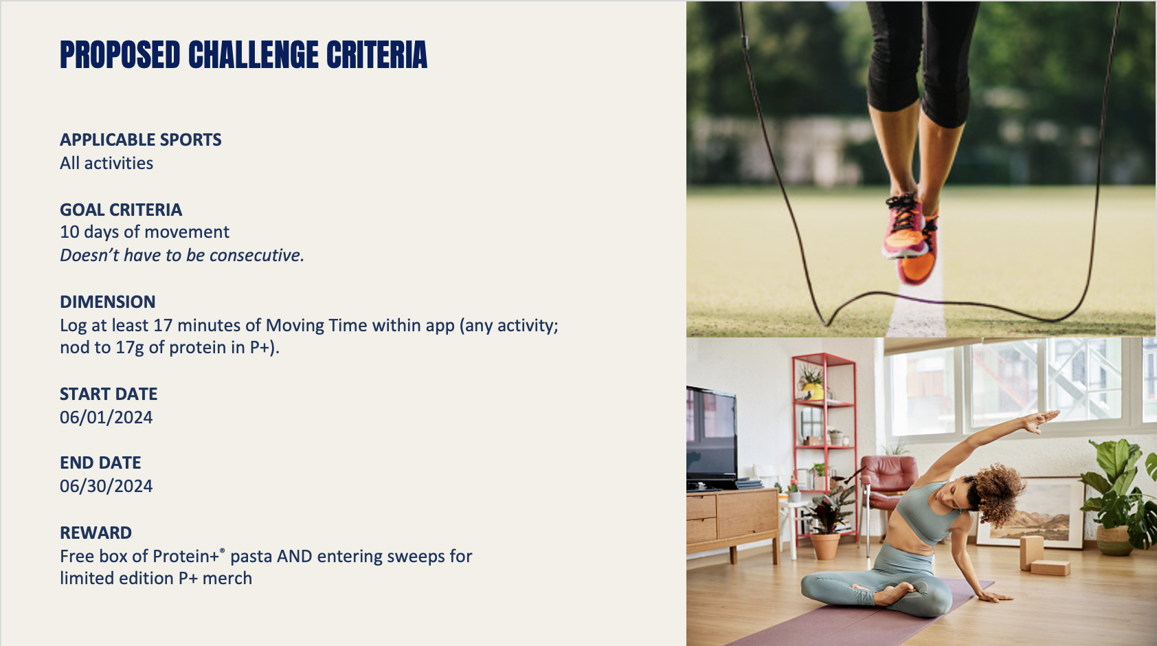 Proposed challenge criteria