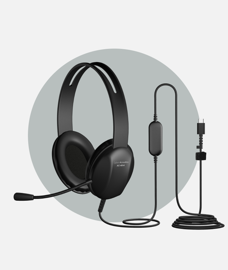 Auriculares de diadema con micrófono y cable de conexión