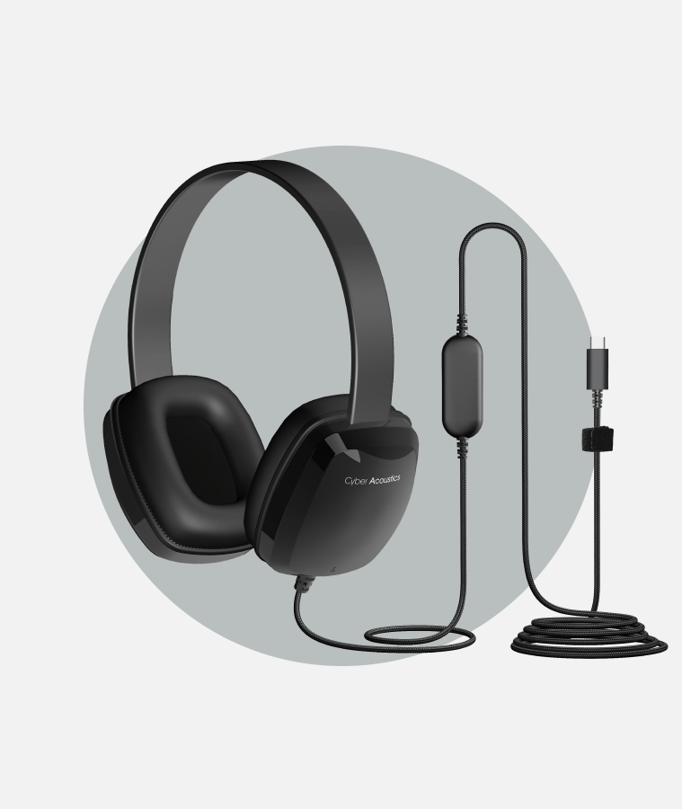 Auriculares negros con micrófono y cable