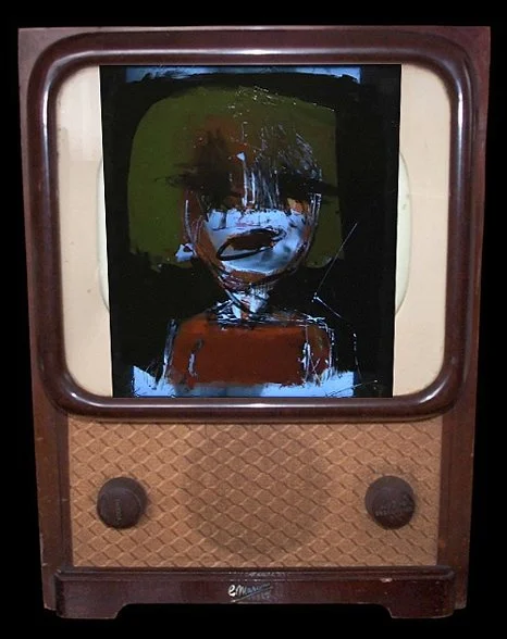 Oil and TV rendering. Original work by Herb Brown, Portrait of Girl, 2009