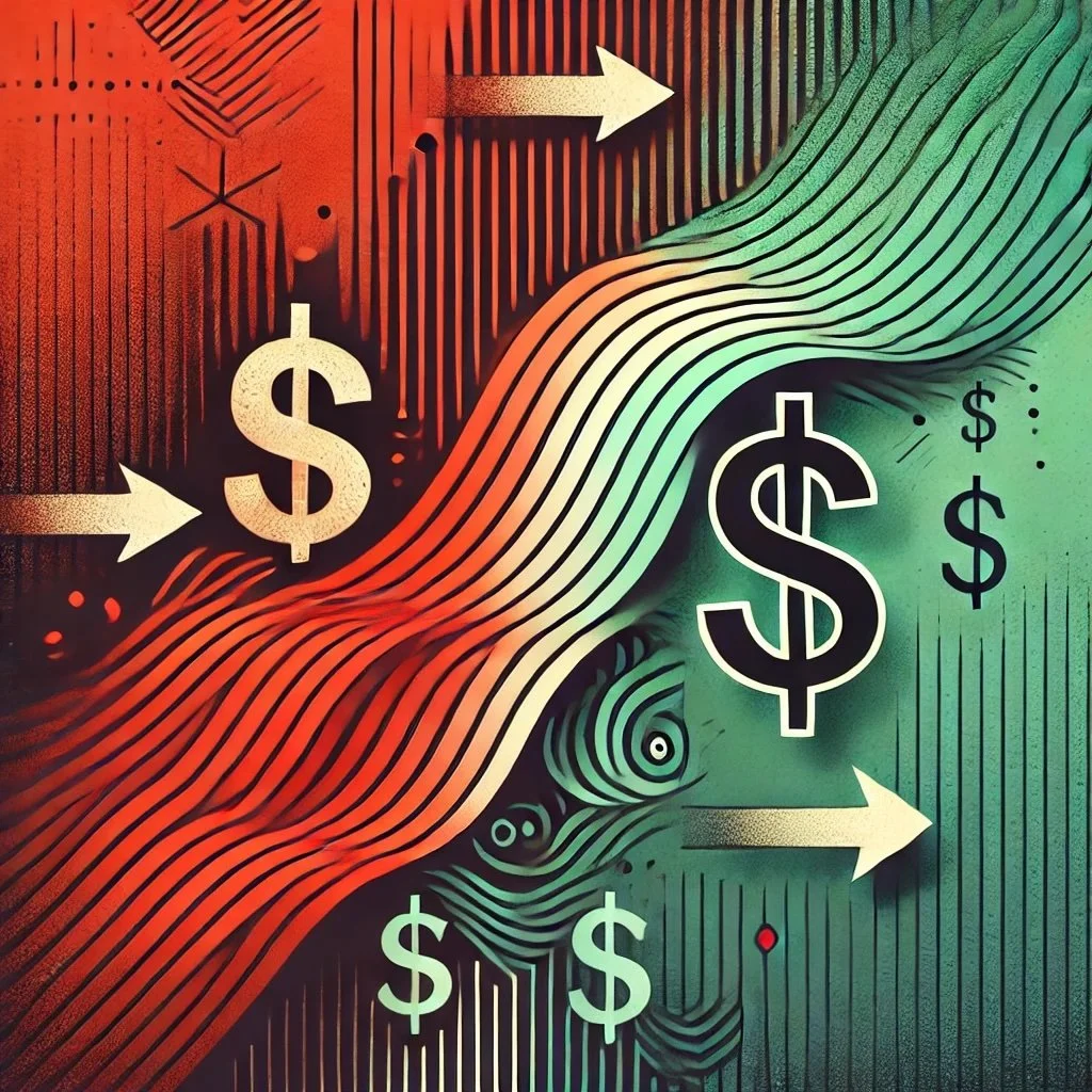DALL·E 2024-12-13 18.08.13 - An artistic representation of transitioning from high costs to low costs. The image features a gradient transition from bold, intense red tones on one.jpeg