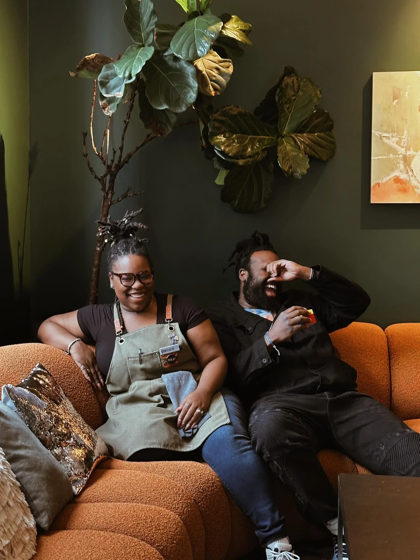 Our Saturday morning crew //

The Joneses: Darlene (Little D) sagittarius, weekend barista since last summer, hosts @blackteabookclubseattle. Da-rell (Big D) Aquarius, little D&rsquo;s husband, our weekend security (we pay him in matcha) 

Kacia: Aqu
