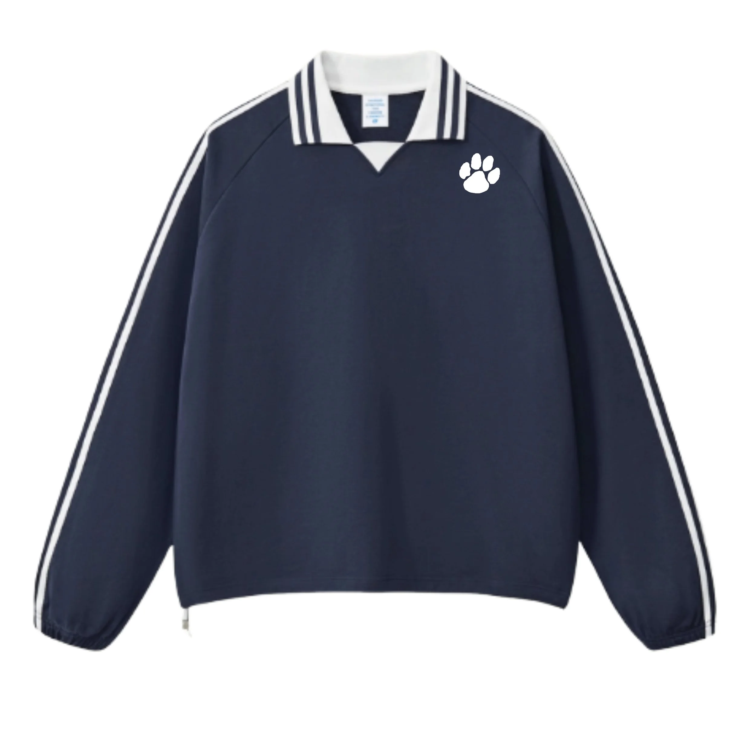 Cotton Striped Color-Block Sweatshirt With MC Paw