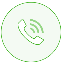 Green circle with white phone receiver icon inside