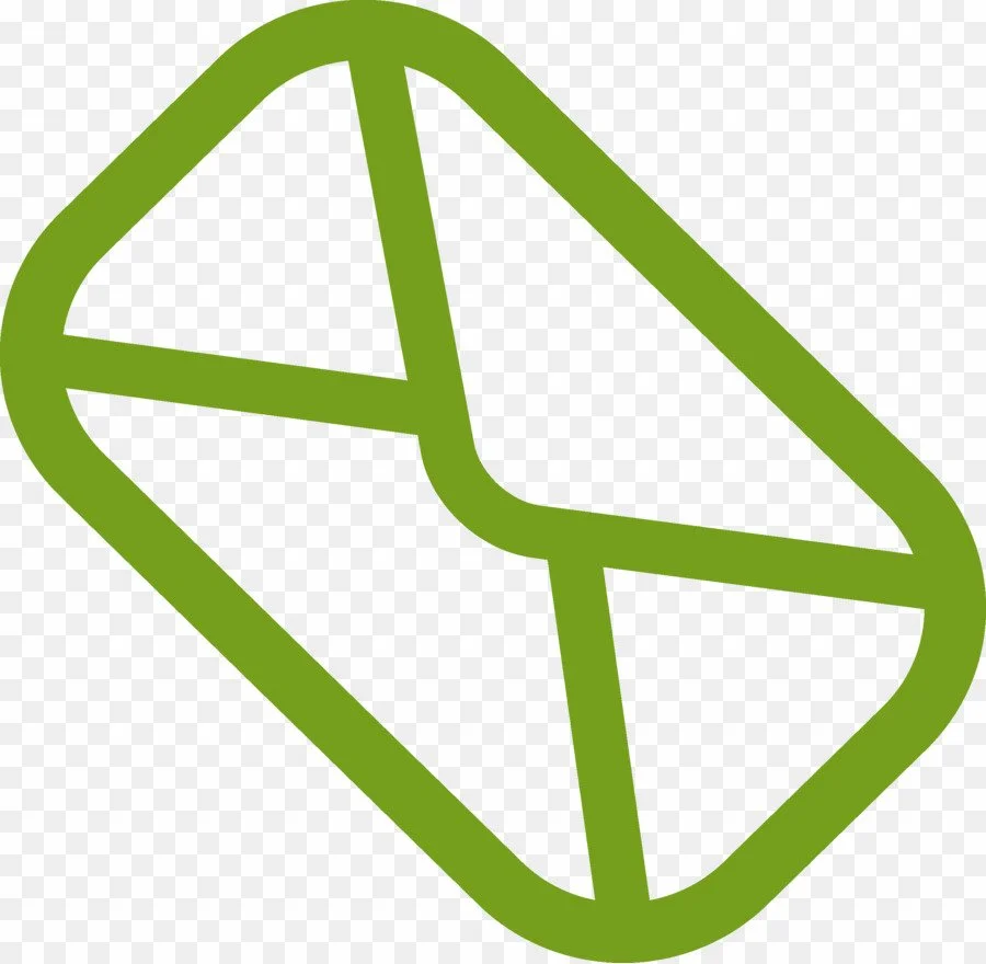 Green outline icon of an envelope
