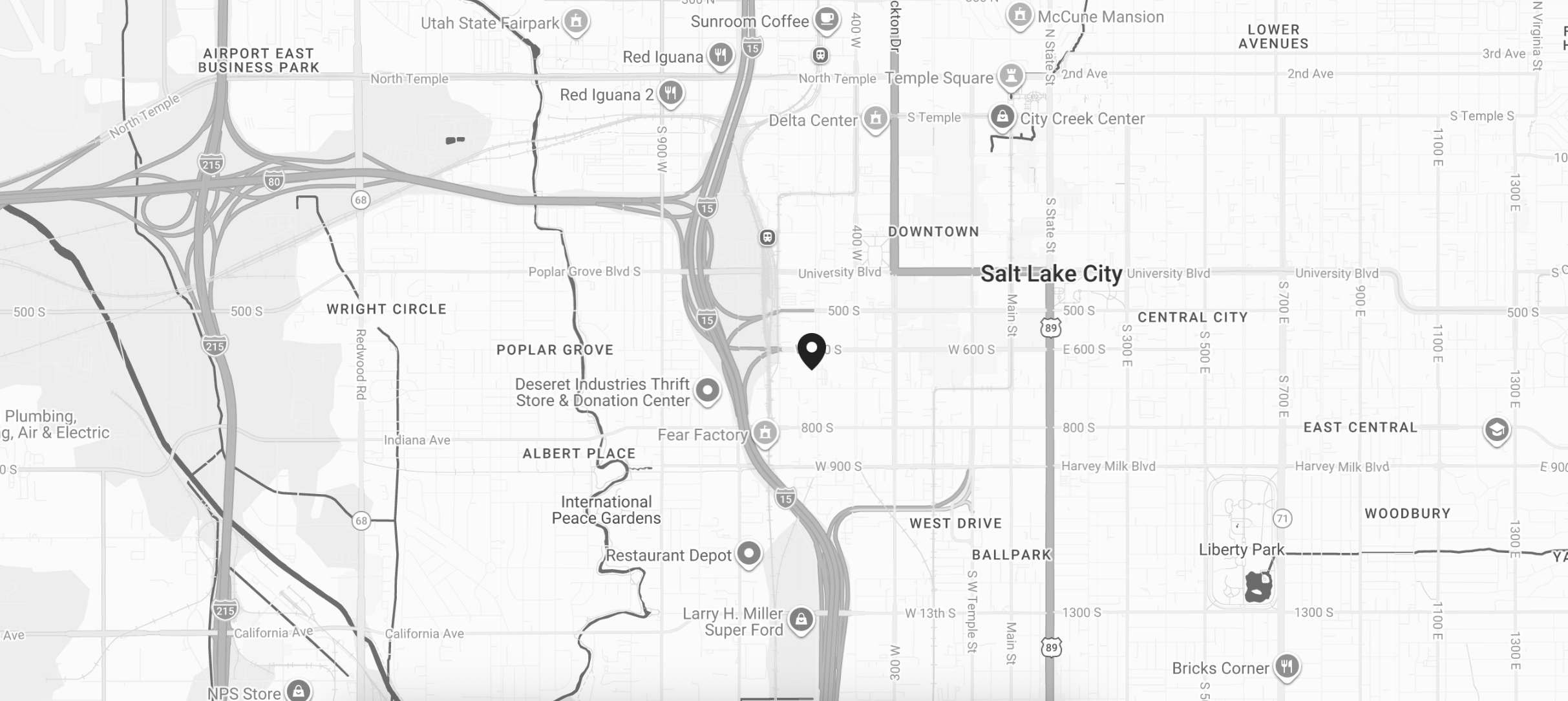 SLC SoHo Location shown on map