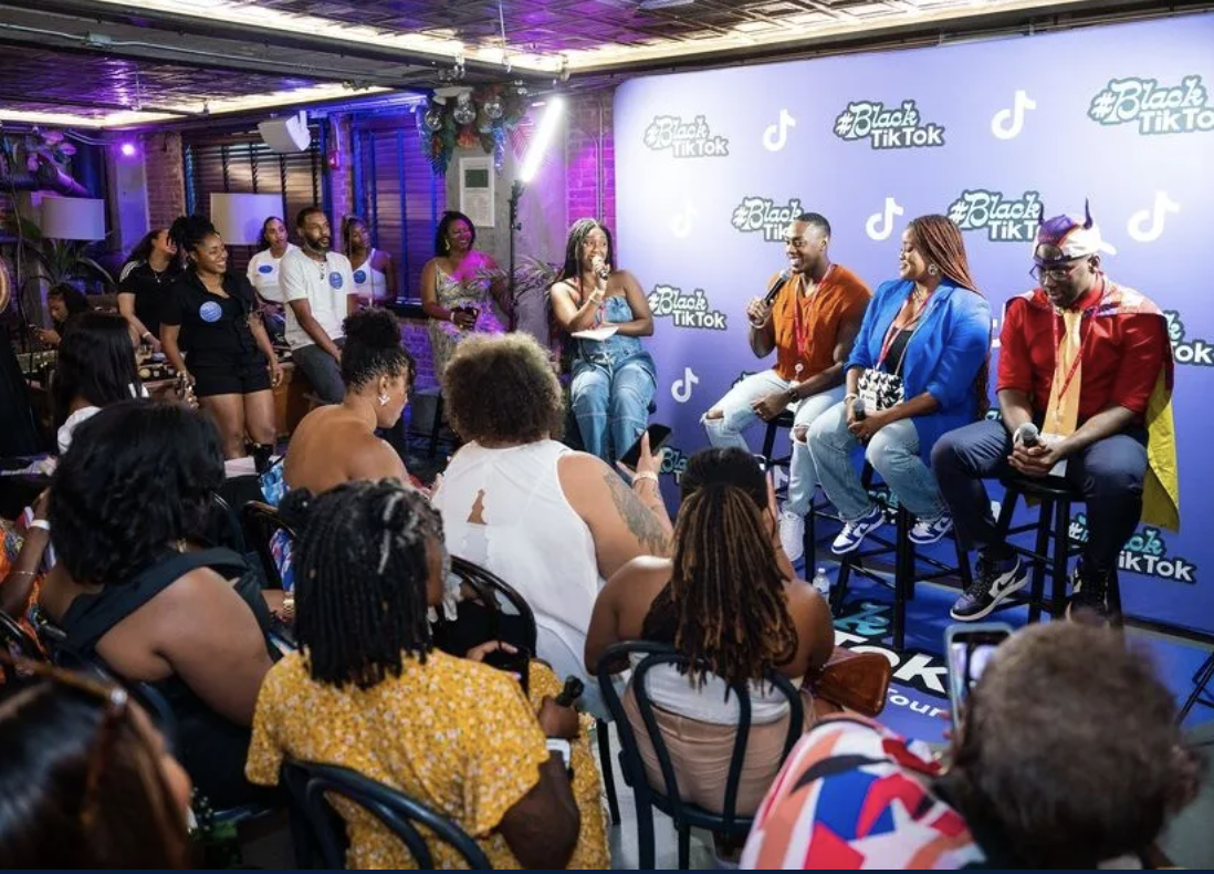 Guest speakers engage the audience at #BlackTikTok gathering