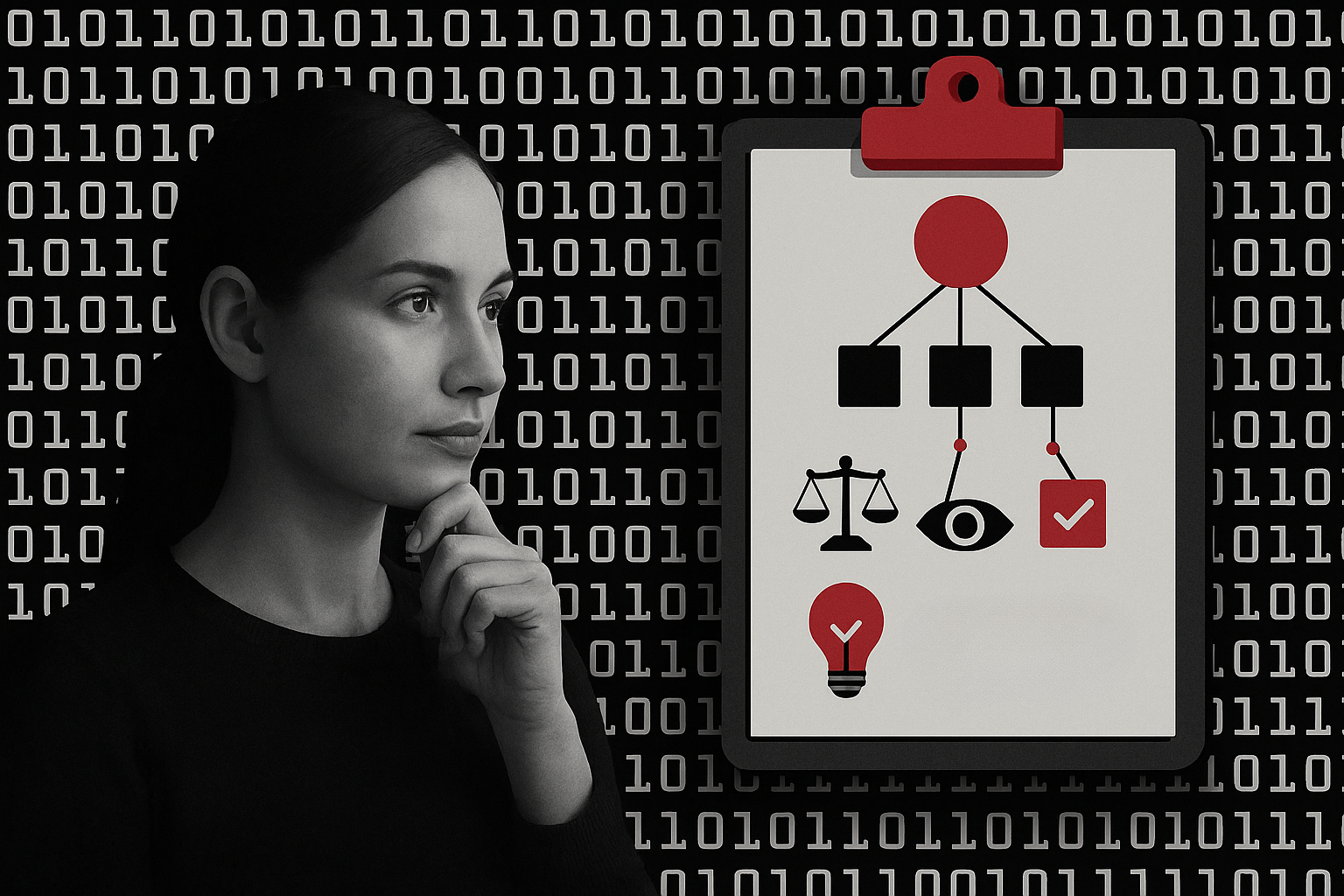Real person looks at a chart of symbols demonstrating the personalization of AI