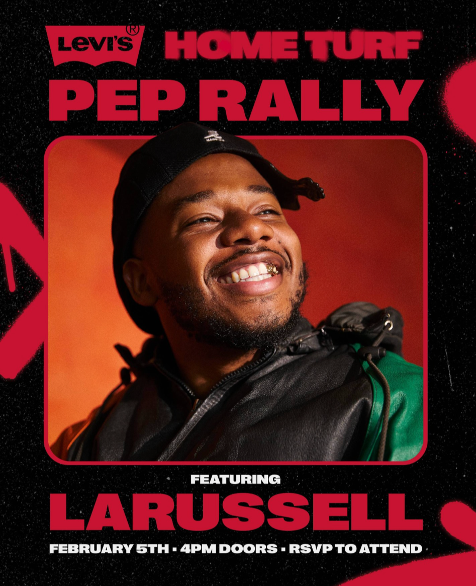LARUSSELL poster for Levi's Home Turf Pep Rally in San Fransisco on February 5th, 2026