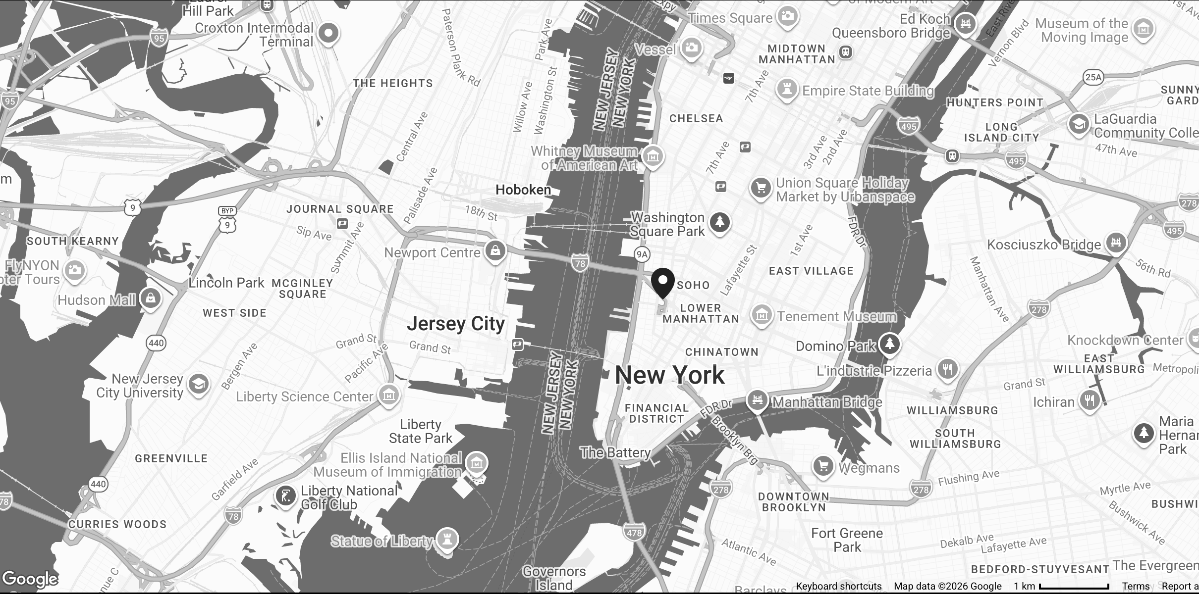 NYC SoHo Location shown on map