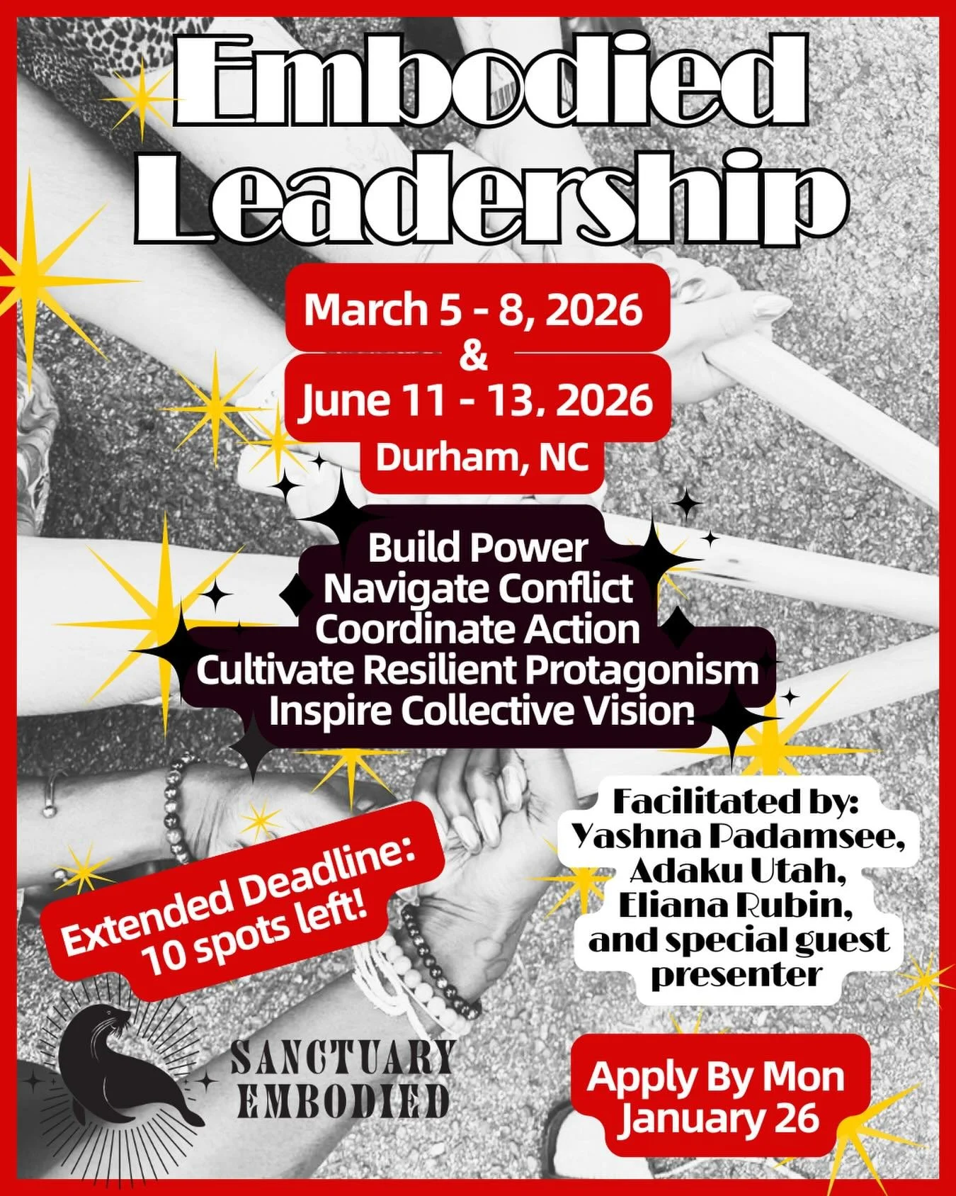 ⚡️ EXTENDED DEADLINE Applications due on Monday January 26th! We have 10 spots open and rolling admissions. 

Our communities, organizations and movements are in heightened struggle and risk right now. We need each other and the space to learn from o
