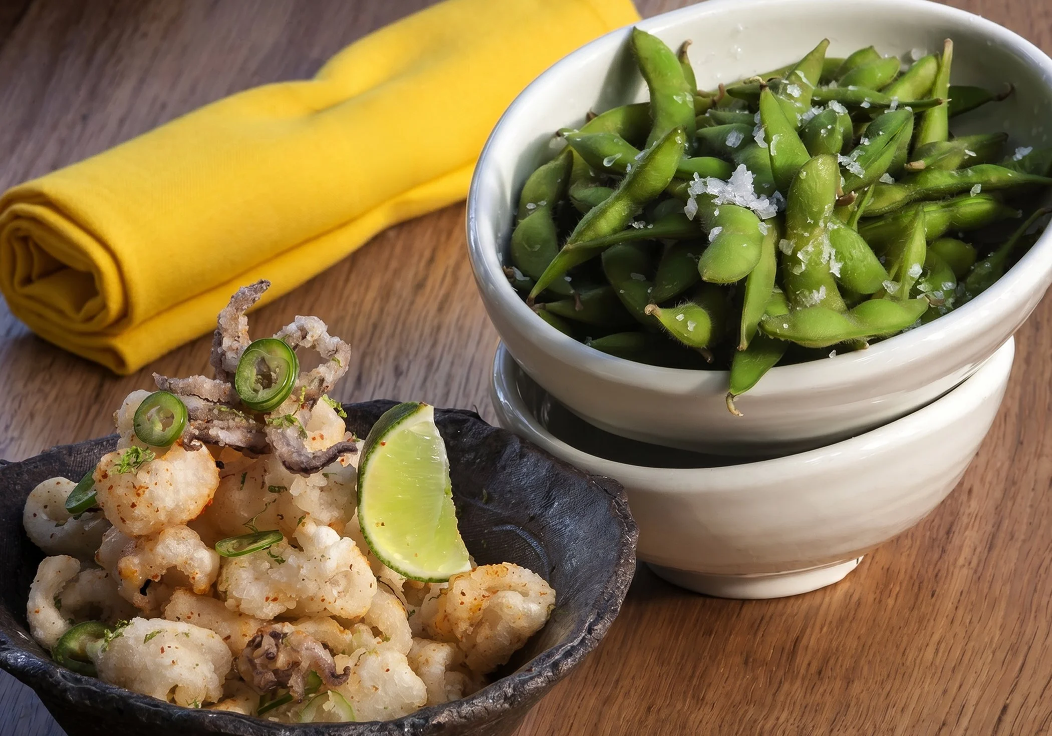 Zuma edamami and fried calamari.jpg
