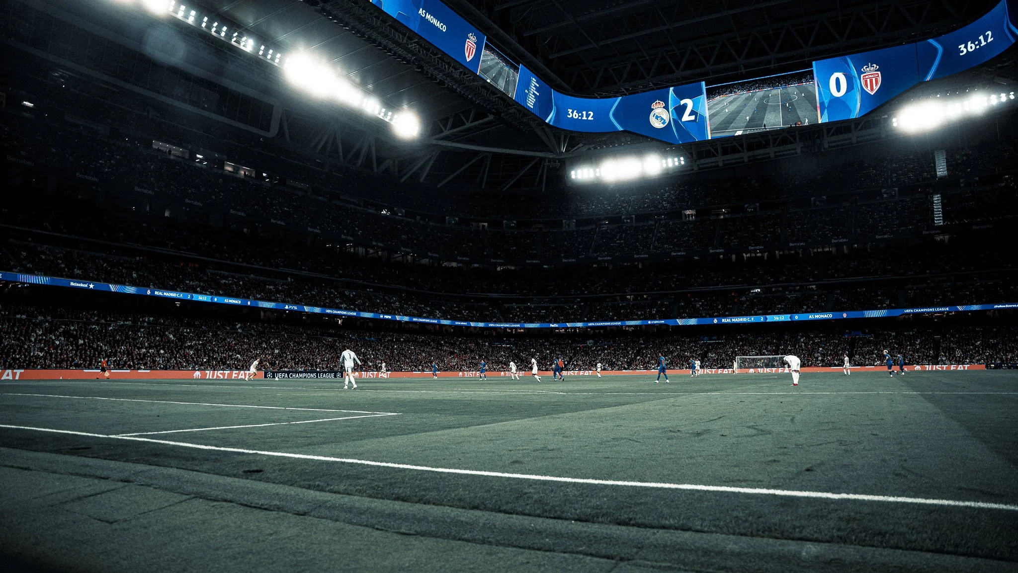 Match de football au Santiago Bernabeu entre le Real Madrid et l'AS Monaco.