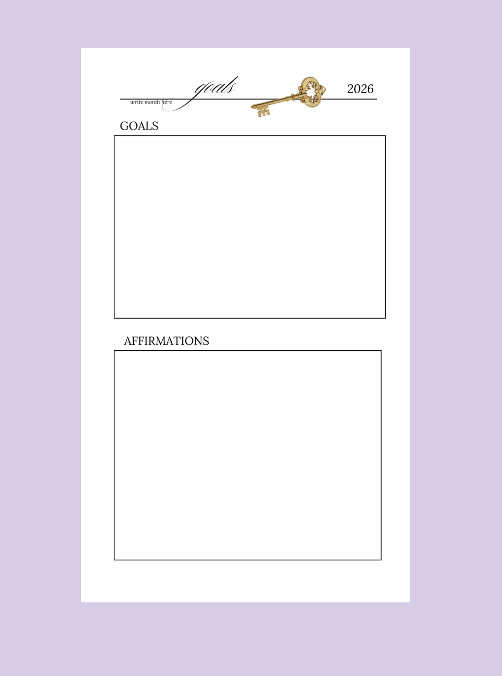 Monthly planning journal insert