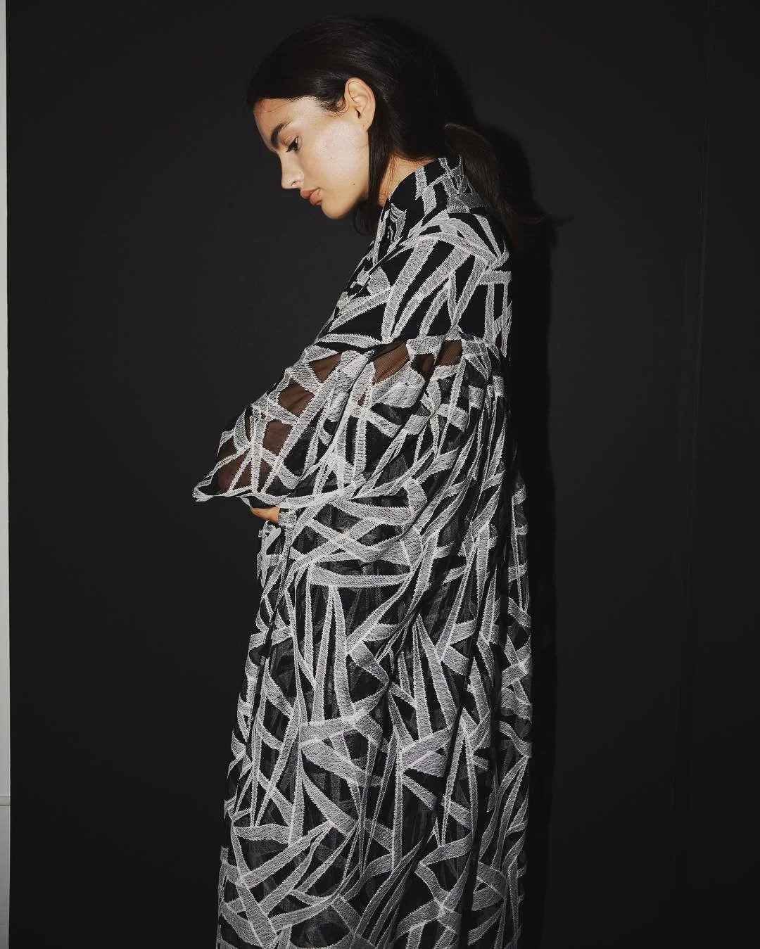 Printed tulle cardigan